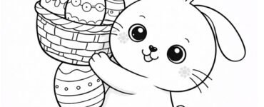 easter bunny carrying a basket of eggs