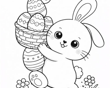 easter bunny carrying a basket of eggs