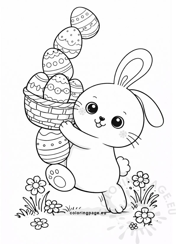 easter bunny carrying a basket of eggs