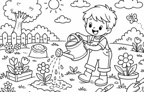 watering plants in the garden