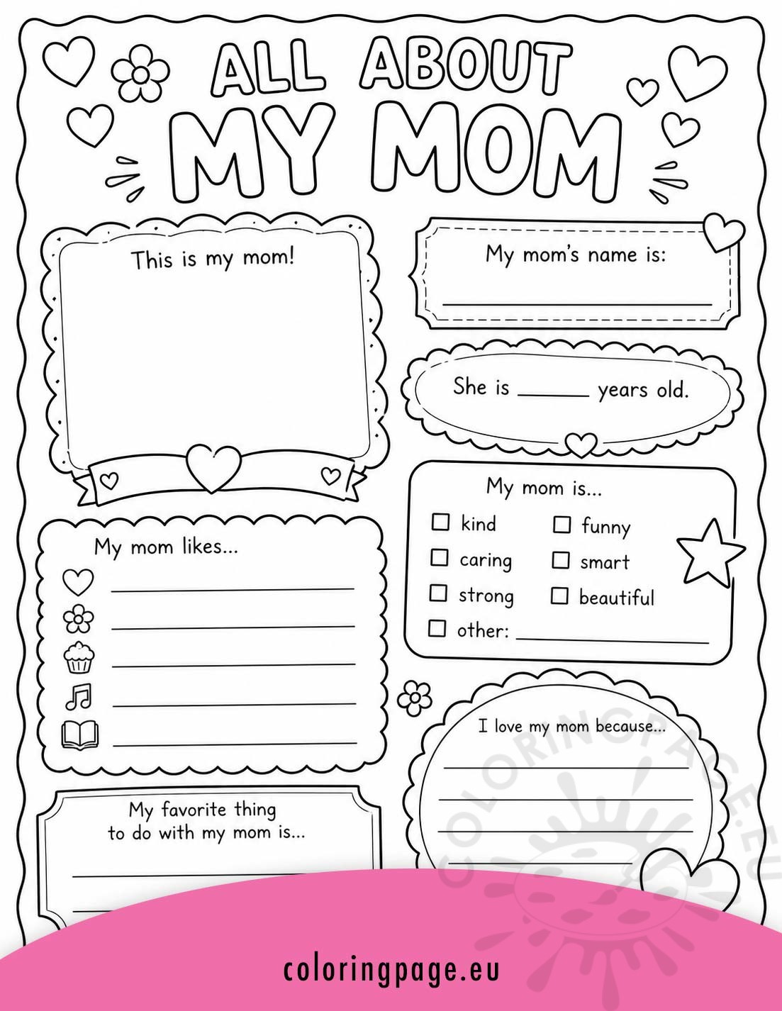all about my mom printable