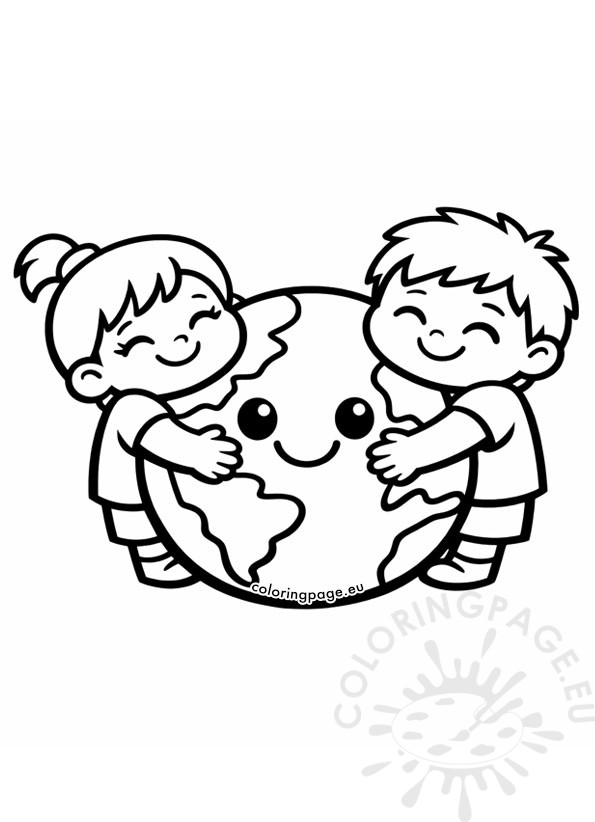 Children hugging Earth 3 children hugging earth