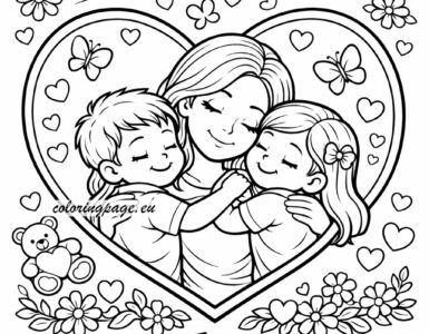 mom and kids heart