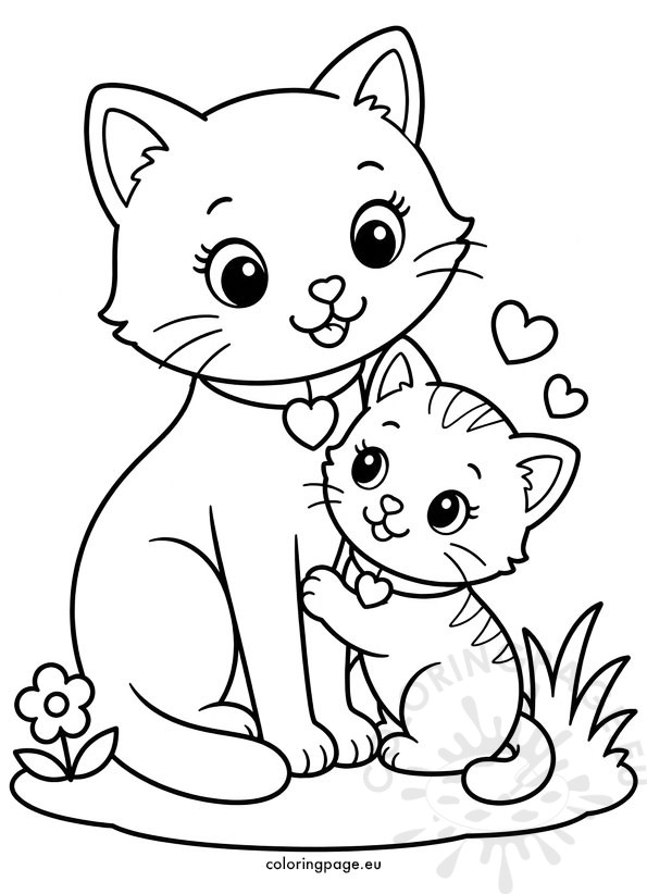 mom and kitten cat