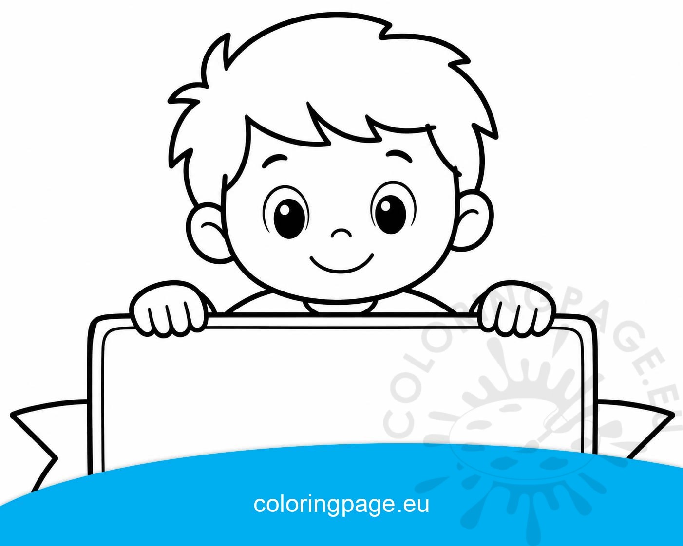 Boy Holding Blank Banner 3 cute cartoon boy holding blank banner