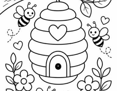 honey bee hive coloring page