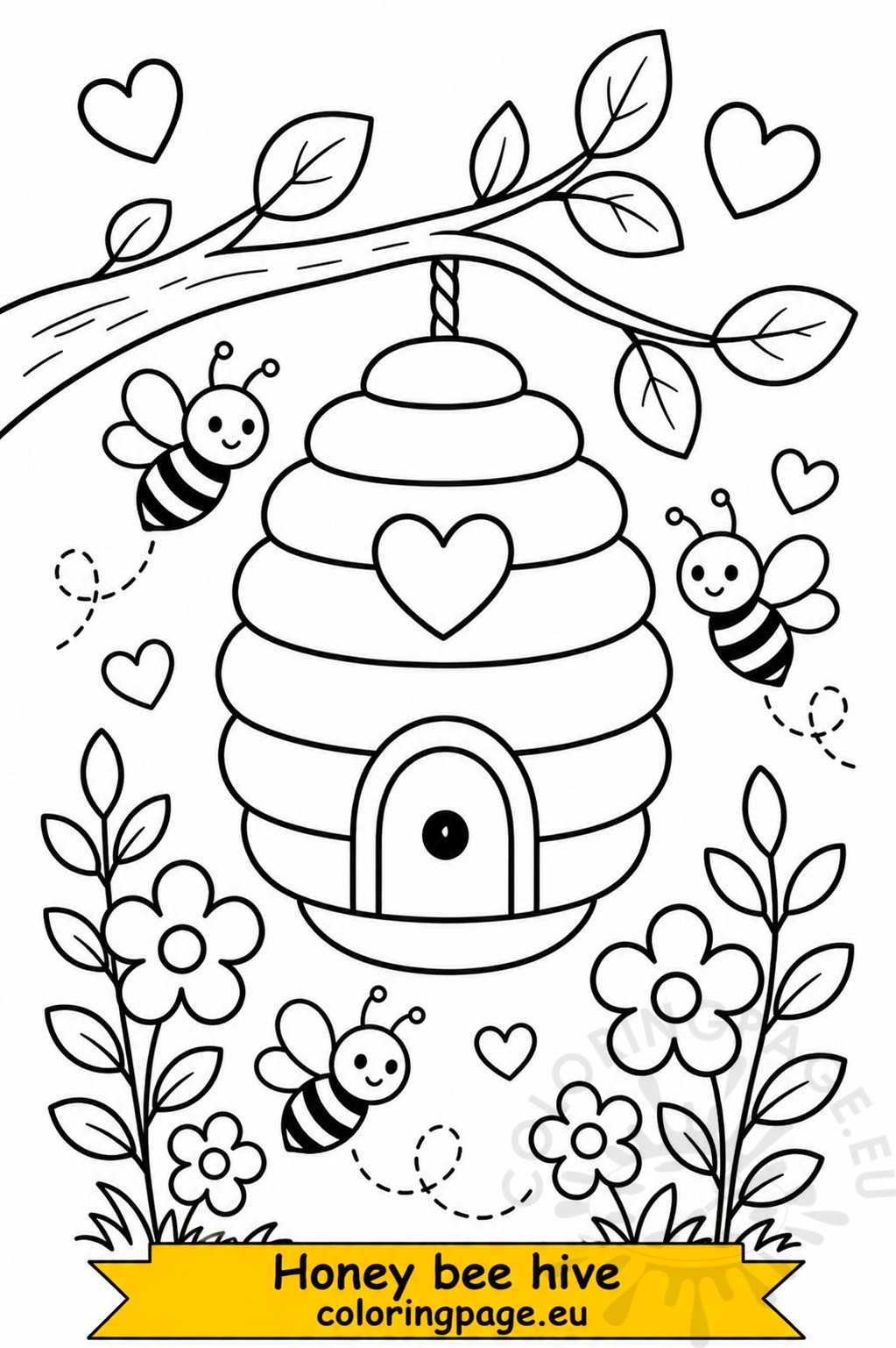 Honey Bee Hive Coloring Page 3 honey bee hive coloring page