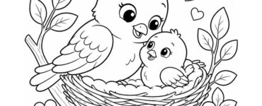 mother and baby birds