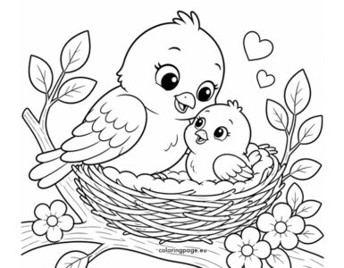 mother and baby birds