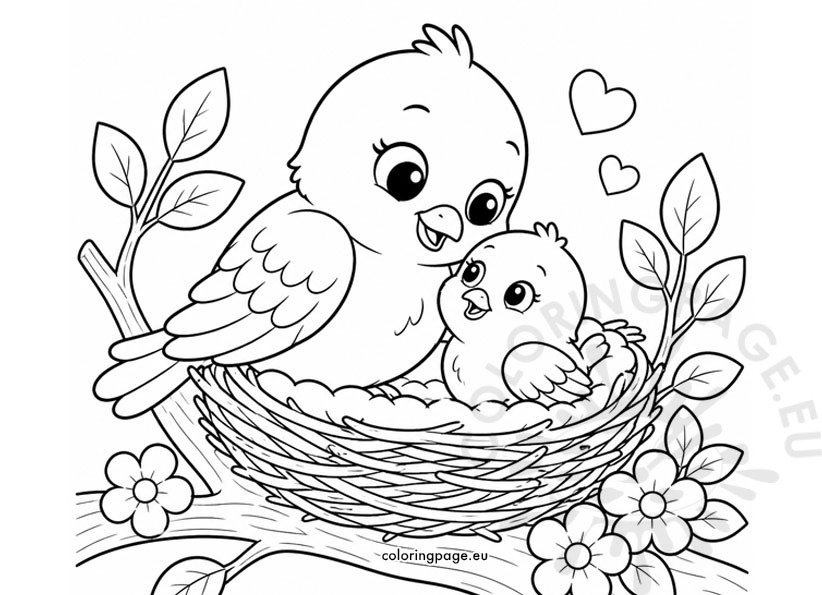 Mother and Baby Birds 3 mother and baby birds