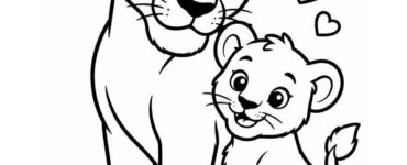 mother lion and cub