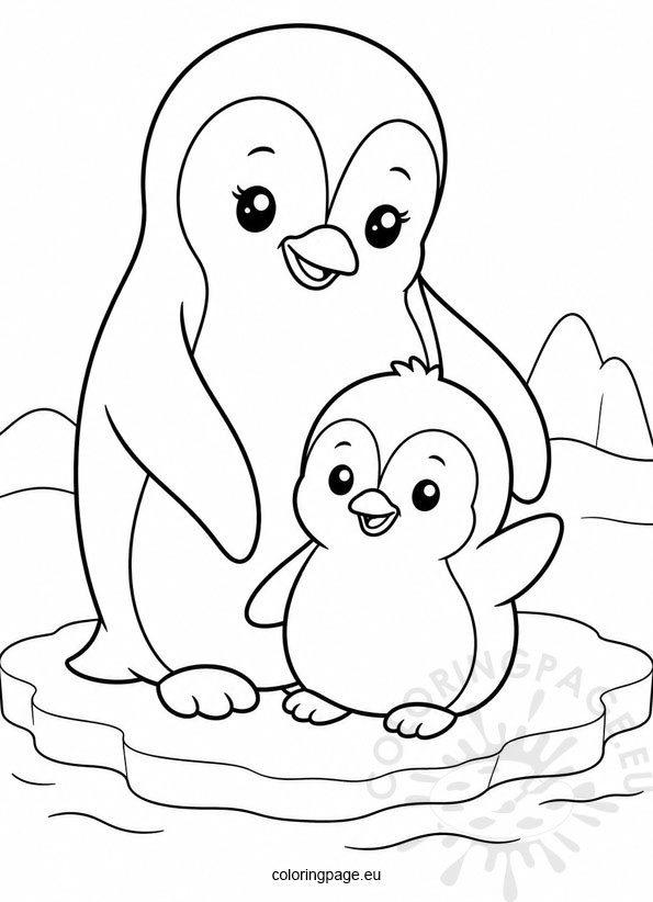 mother penguin and baby penguin