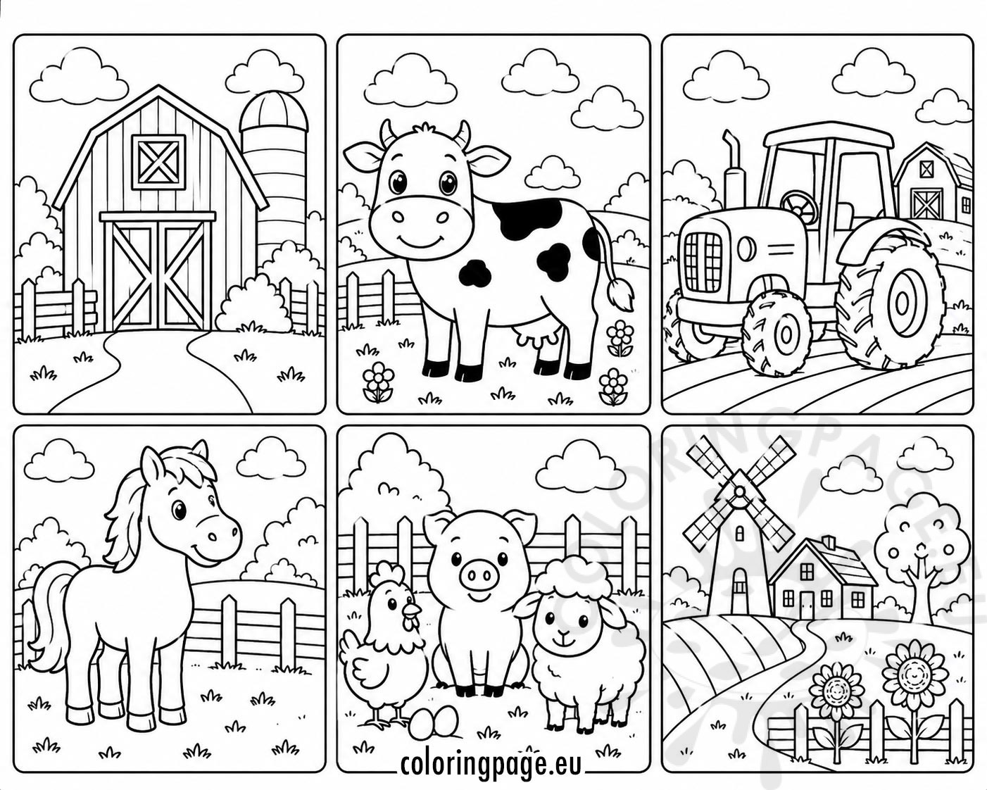 printable farm coloring sheets