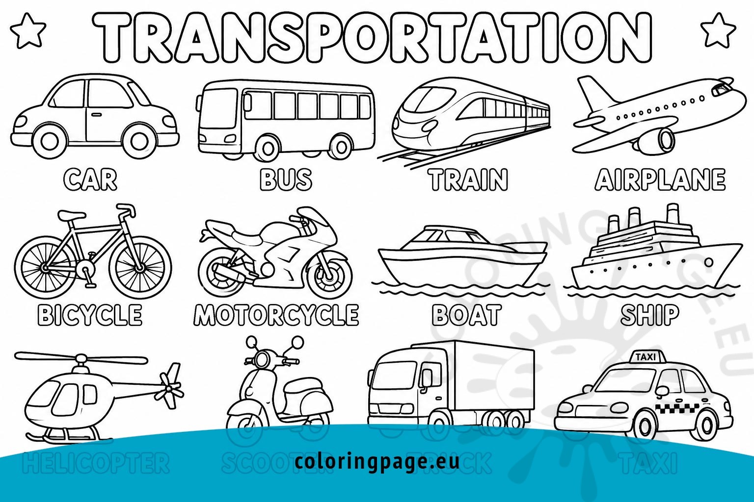 transportation coloring page