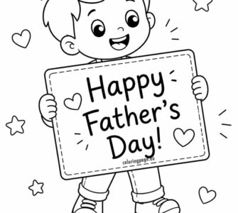 boy holding fathers fay sign
