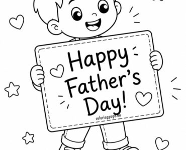 boy holding fathers fay sign