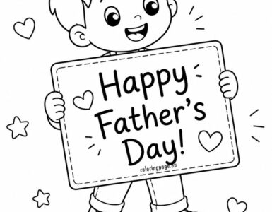 boy holding fathers fay sign