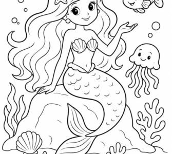 Mermaid and Friends Coloring Sheet for Kids 1 mermaid and friends