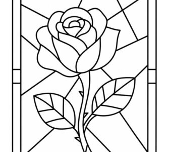 Printable Rose Stained Glass Coloring Sheet 1 printable rose stained glass