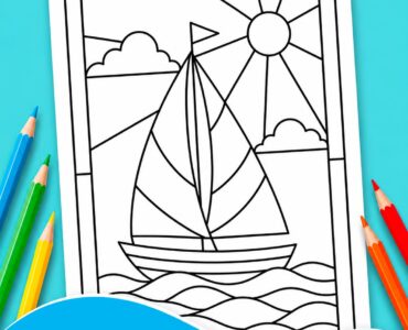 stained glass sailboat coloring page