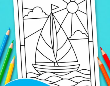 stained glass sailboat coloring page