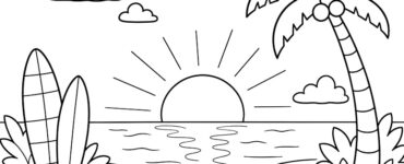 sunset beach coloring page