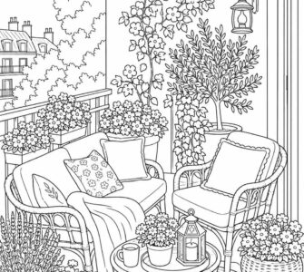 cozy balcony coloring page