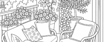 cozy balcony coloring page