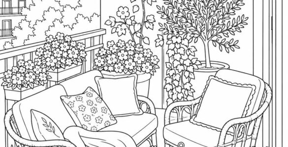 cozy balcony coloring page