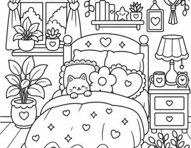 Cozy Bedroom Coloring Page 3 cozy bedroom