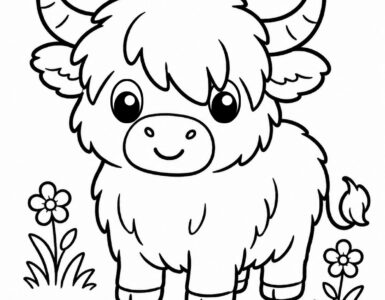 highland cow coloring page