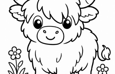 highland cow coloring page