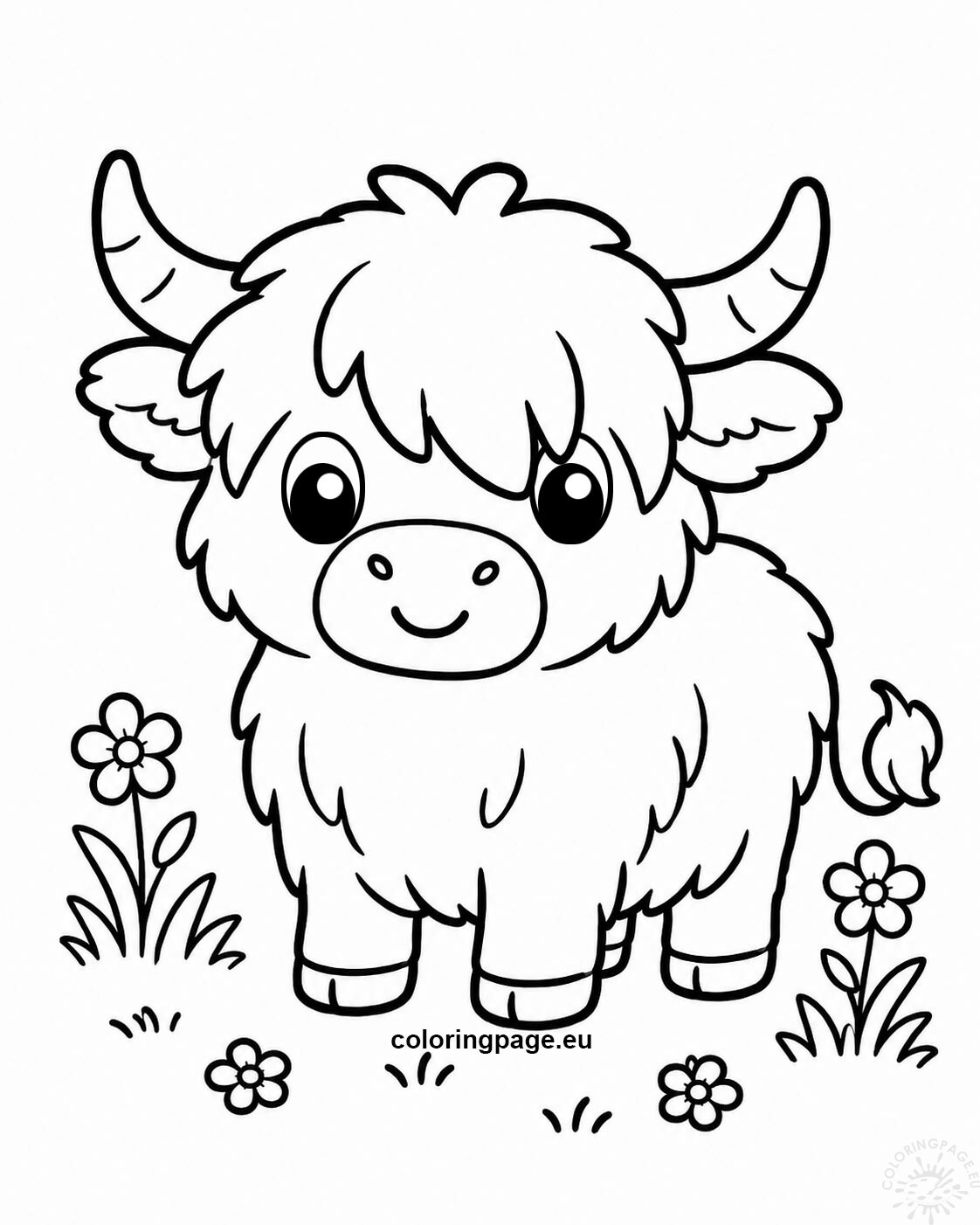 highland cow coloring page