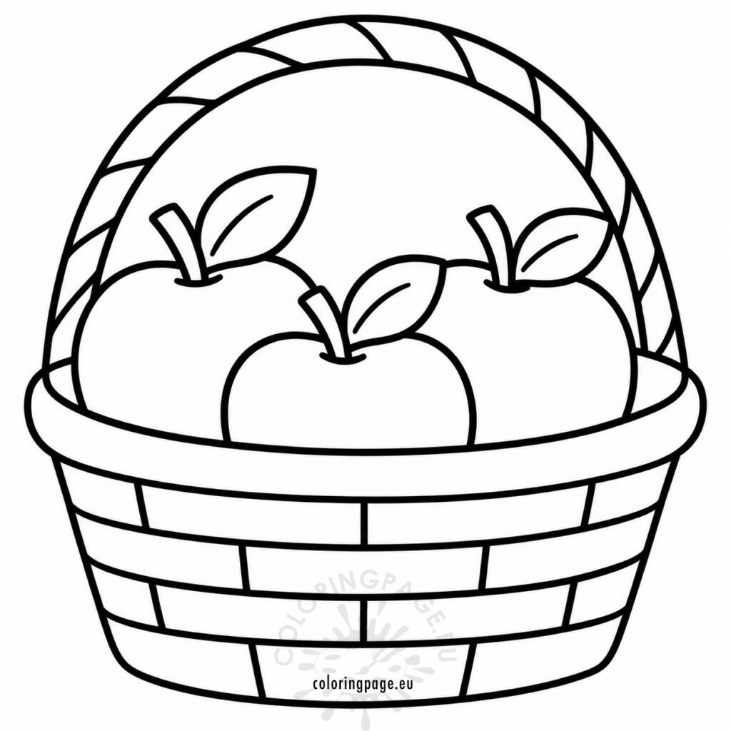 apple basket coloring page