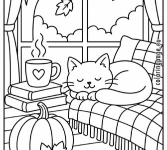 Printable Cozy fall coloring page 5 cozy fall
