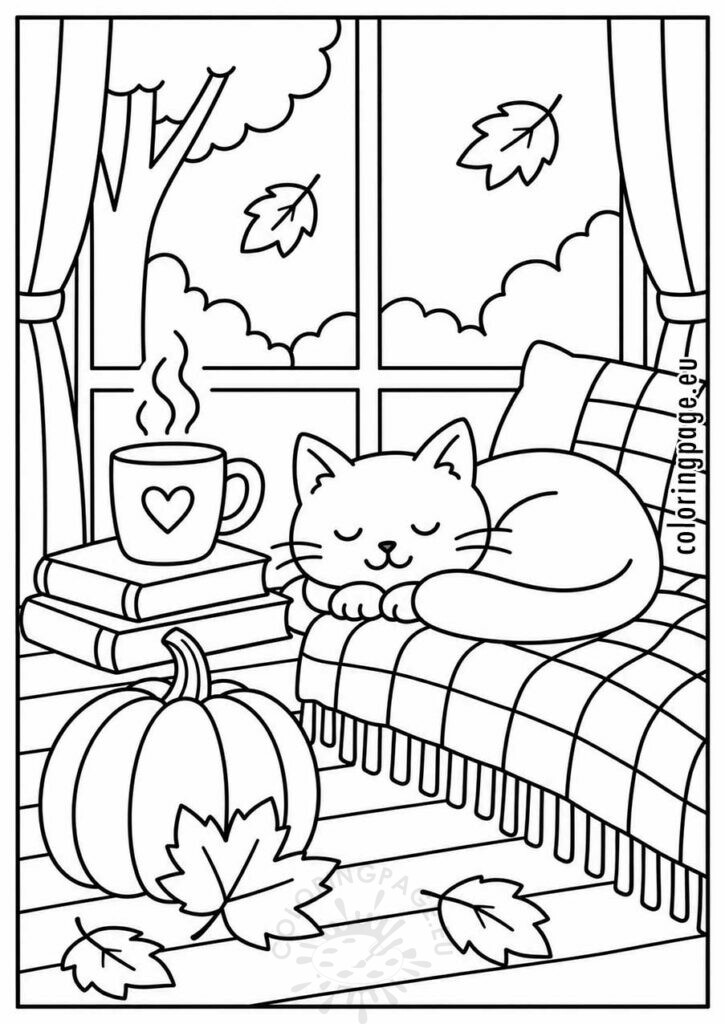 Cozy fall coloring page 1 cozy fall