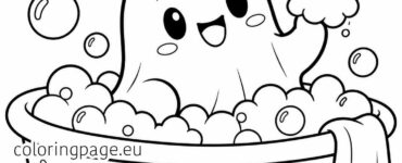 cute ghost in a bubble bath