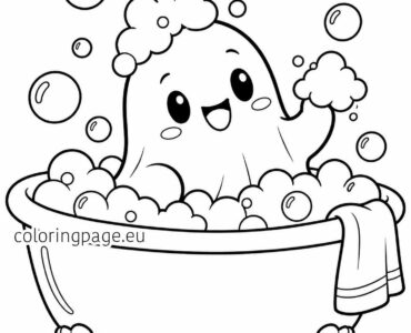 cute ghost in a bubble bath