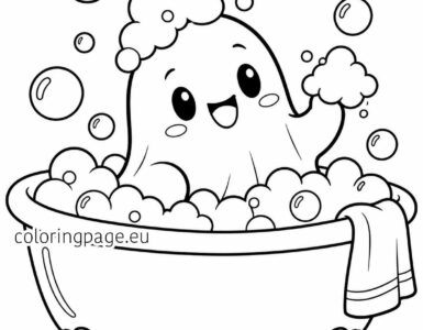 cute ghost in a bubble bath