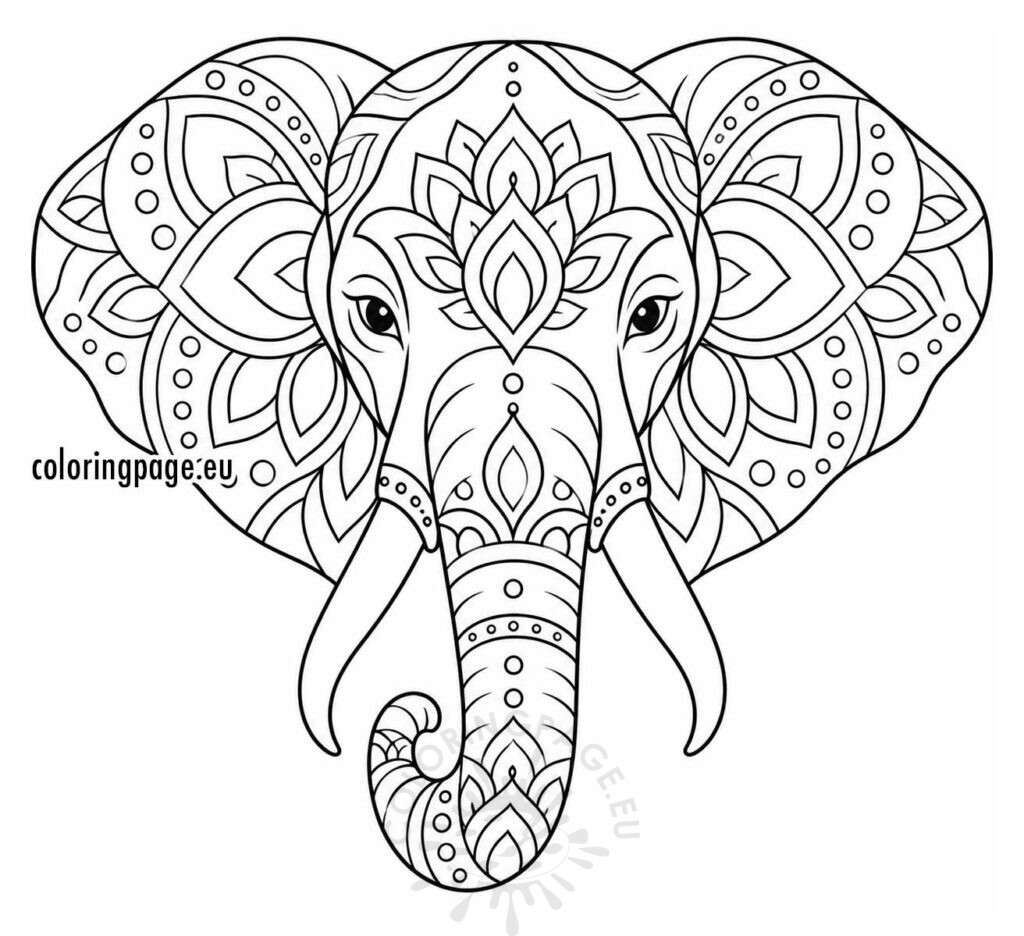 Mandala Elephant Coloring Page for Adults 1 mandala elephant printable