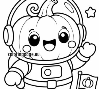 Pumpkin Astronaut Coloring Page for Kids 1 pumpkin astronaut