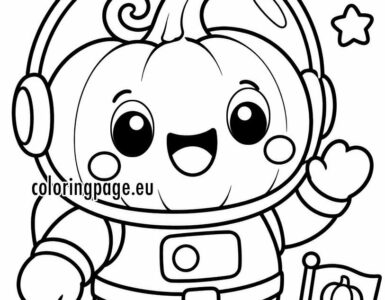 Pumpkin Astronaut Coloring Page for Kids 2 pumpkin astronaut