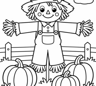 scarecrow in a pumpkin field
