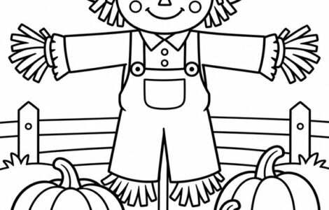 scarecrow in a pumpkin field