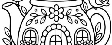 teapot cottage coloring page
