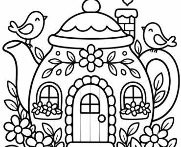teapot cottage coloring page