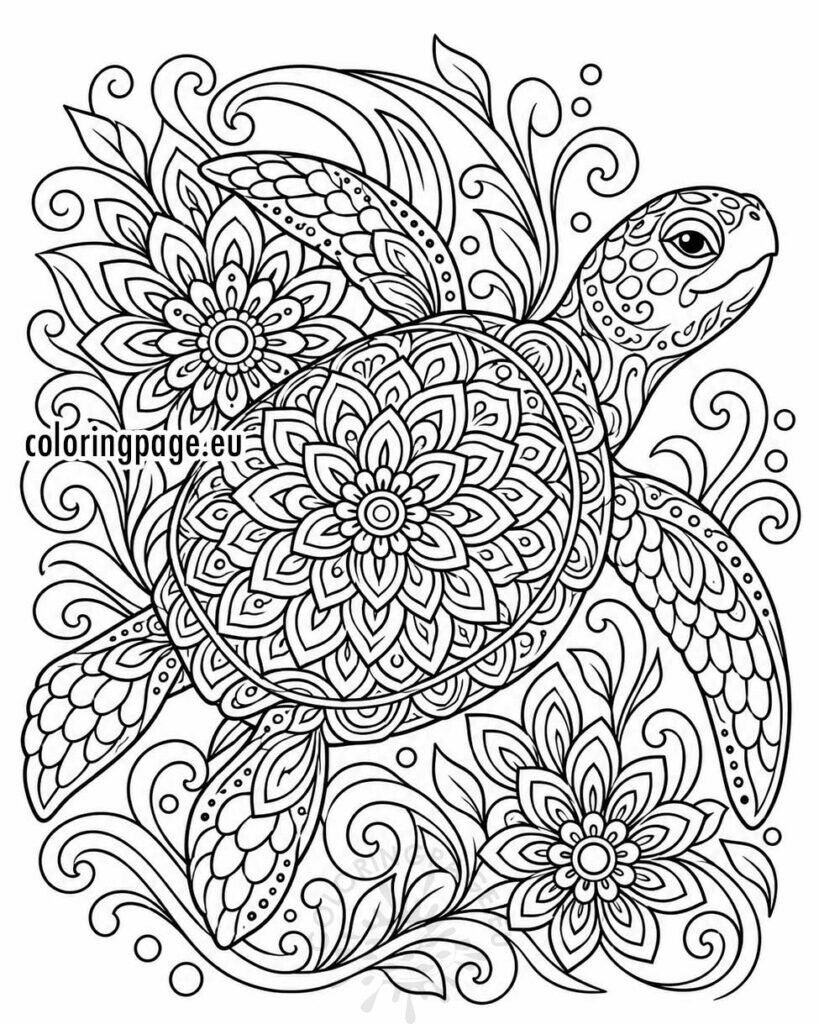 turtle mandala coloring page