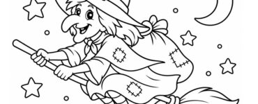 witch flying on her broomstick