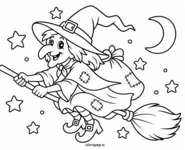 witch flying on her broomstick