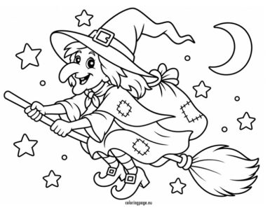 witch flying on her broomstick